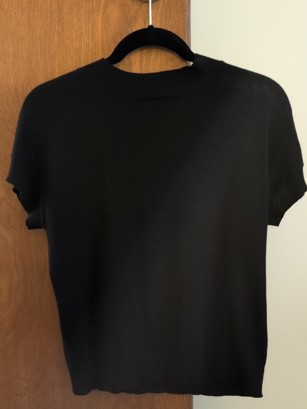 T Tahari Black Short-Sleeve Knit Tee